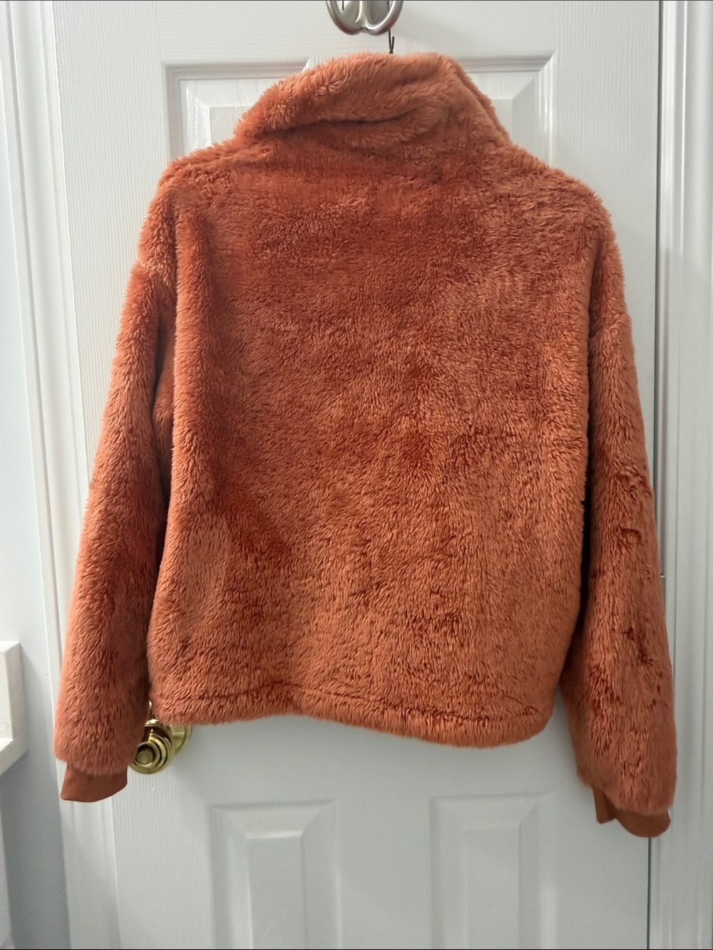 Joy Lab Cozy Rust Faux-Fur Zip Jacket - Picture 3 of 4